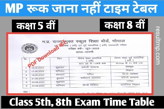 Ruk Jana Nahi Class 5th 8th Time Table 2023