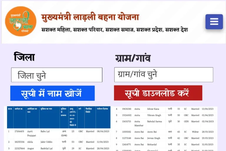 Ladli Bahna Yojana Patra List 2023