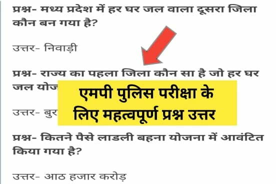 MP Police Constable GK Questions